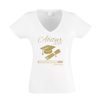 Damen T-Shirt V-Neck - Abitur 2018 ...loading weiss-schwarz XXL
