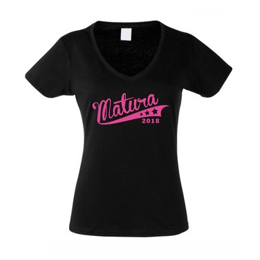 Damen T-Shirt V-Neck - Matura 2018 - Sterne weiss-schwarz XXL