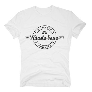 Herren T-Shirt - Schaffe schaffe H�usle baue - 2018 weiss-schwarz 5XL
