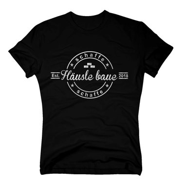 Herren T-Shirt - Schaffe schaffe H�usle baue - 2018 weiss-schwarz 5XL