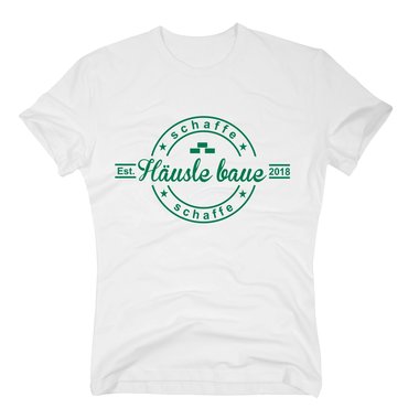 Herren T-Shirt - Schaffe schaffe H�usle baue - 2018 weiss-schwarz 5XL
