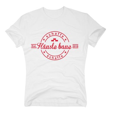 Herren T-Shirt - Schaffe schaffe H�usle baue - 2018 weiss-schwarz 5XL