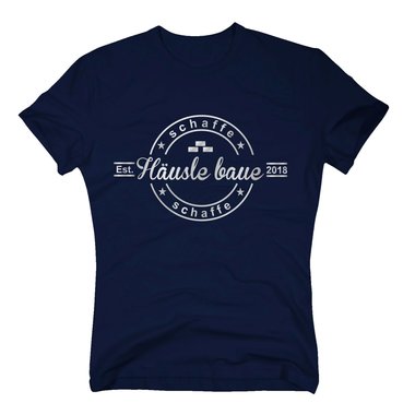 Herren T-Shirt - Schaffe schaffe H�usle baue - 2018 weiss-schwarz 5XL
