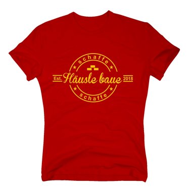 Herren T-Shirt - Schaffe schaffe H�usle baue - 2018 weiss-schwarz 5XL
