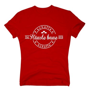 Herren T-Shirt - Schaffe schaffe H�usle baue - 2018 weiss-schwarz 5XL
