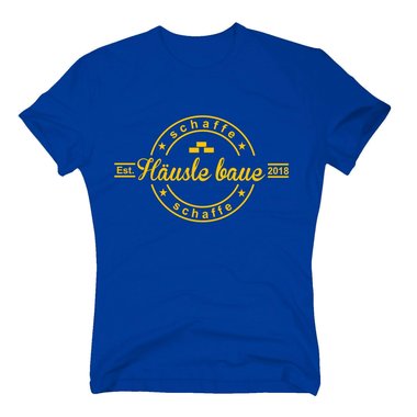 Herren T-Shirt - Schaffe schaffe H�usle baue - 2018 weiss-schwarz 5XL