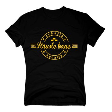 Herren T-Shirt - Schaffe schaffe H�usle baue - 2018 weiss-schwarz 5XL