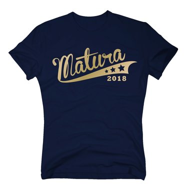 Herren T-Shirt - Matura 2018 mit Sternen dunkelblau-cyan S