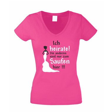 JGA T-Shirt Damen V-NECK - Ich heirate - die anderen saufen Junggesellenabschied