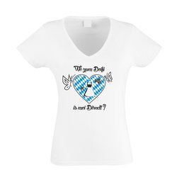 Wo zum Deifi is mei Dirndl? Damen V-NECK T-Shirt Oktoberfest