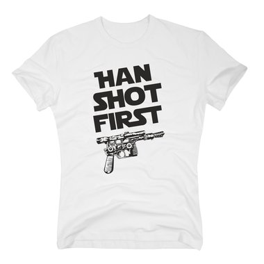 Herren T-Shirt - Han shot first dunkelblau-gelb S