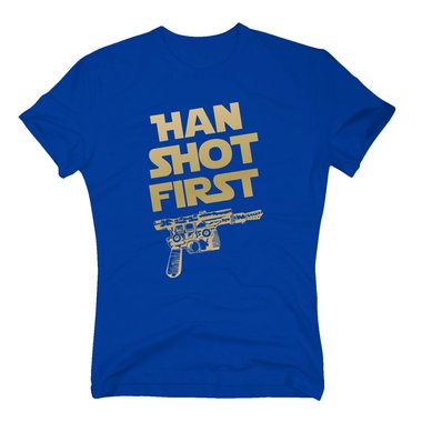 Herren T-Shirt - Han shot first dunkelblau-gelb S
