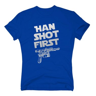 Herren T-Shirt - Han shot first dunkelblau-gelb S