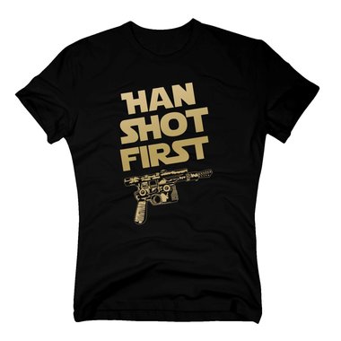 Herren T-Shirt - Han shot first dunkelblau-gelb S