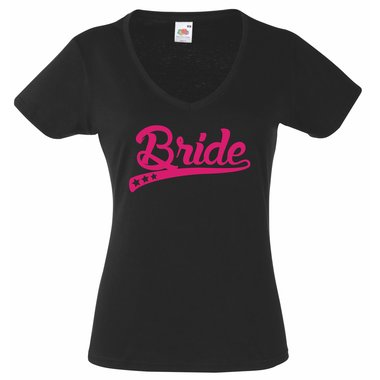 Bride T-Shirt Damen V-Ausschnitt - Bride stylische Sterne JGA