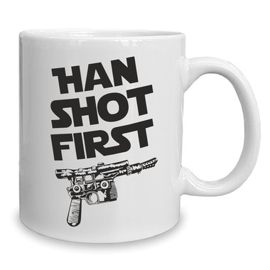 Kaffeebecher - Tasse - Han Shot First weiss-schwarz