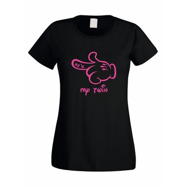 Damen T-Shirt Mickey Hand - Hes my twin