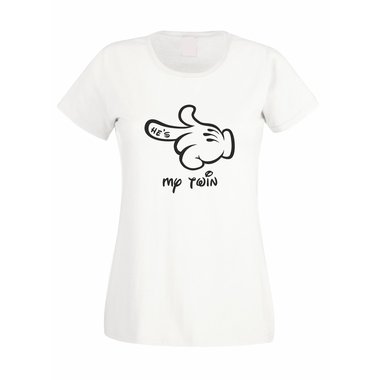 Damen T-Shirt Mickey Hand - Hes my twin