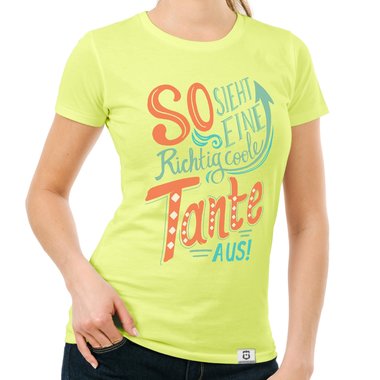 Damen T-Shirt - richtig coole Tante weiss-orange XXL