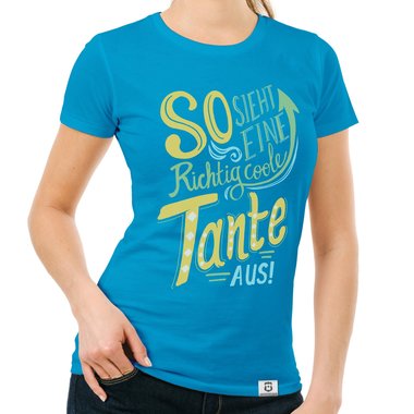 Damen T-Shirt - richtig coole Tante weiss-orange XXL