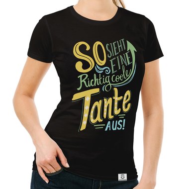 Damen T-Shirt - richtig coole Tante weiss-orange XXL