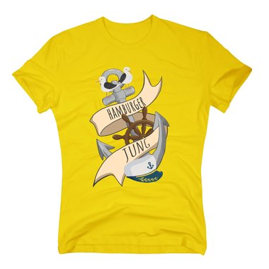 Herren T-Shirt - Hamburger Jung mit Hafensymbolen weiss 5XL