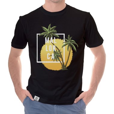 Herren T-Shirt - Mallorca Palmen und Sonne schwarz-weiss S