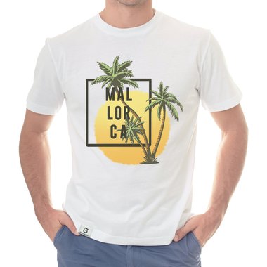 Herren T-Shirt - Mallorca Palmen und Sonne schwarz-weiss S