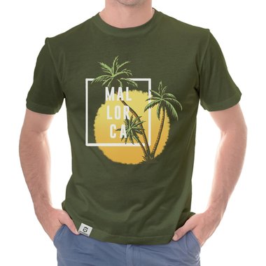 Herren T-Shirt - Mallorca Palmen und Sonne schwarz-weiss S