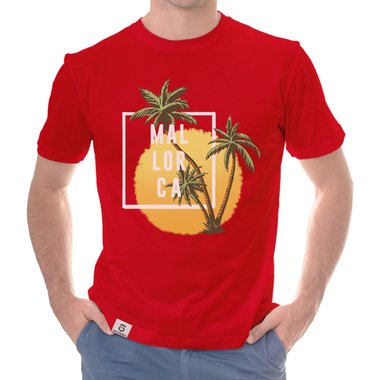 Herren T-Shirt - Mallorca Palmen und Sonne weiss-schwarz 5XL