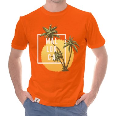 Herren T-Shirt - Mallorca Palmen und Sonne weiss-schwarz 5XL