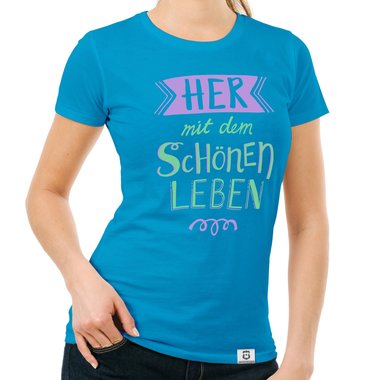 Damen T-Shirt - Her mit dem schnen Leben weiss-orange XXL