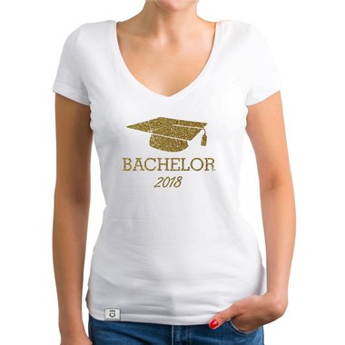 Damen T-Shirt V-Neck - Bachelor 2018 - Glitzer
