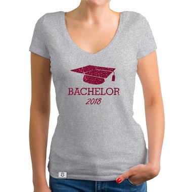 Damen T-Shirt V-Neck - Bachelor 2018 - Glitzer