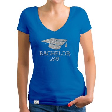 Damen T-Shirt V-Neck - Bachelor 2018 - Glitzer