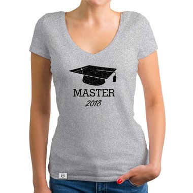Damen T-Shirt V-Neck - Master 2018 - Glitzer