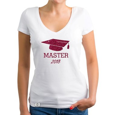 Damen T-Shirt V-Neck - Master 2018 - Glitzer