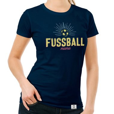 Damen T-Shirt - Fuball Mama fuchsia-gelb XS