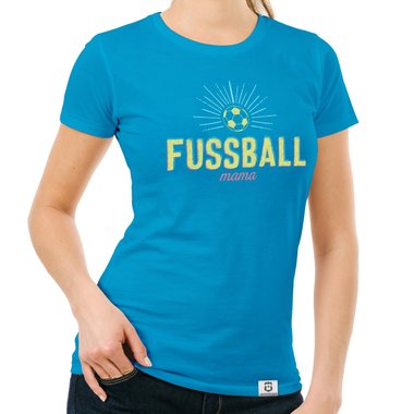 Damen T-Shirt - Fuball Mama fuchsia-gelb XS