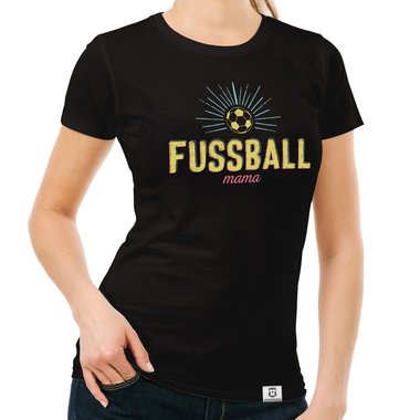 Damen T-Shirt - Fuball Mama fuchsia-gelb XS