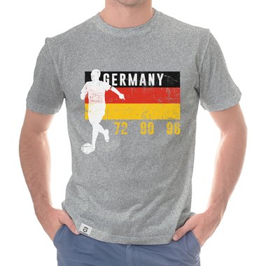 Herren T-Shirt - Germany Fu�ball Europameister dunkelgrau-weiss S