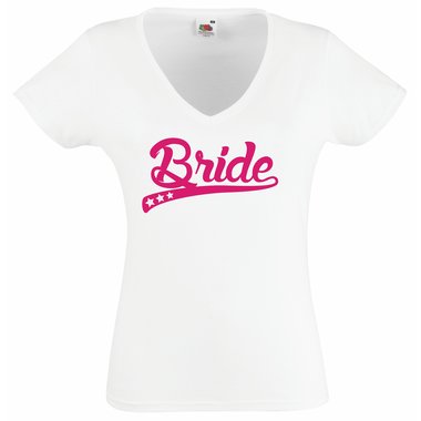 Damen T-Shirt Bride Junggesellenabschied V-Ausschnitt