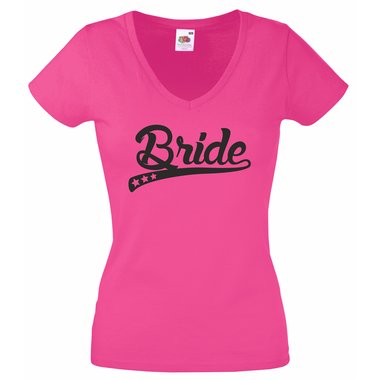Damen T-Shirt Bride Junggesellenabschied V-Ausschnitt