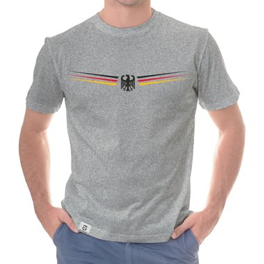 Herren T-Shirt - Adler und Flagge mit Wunschnummer und Wunschname hinten dunkelgrau-schwarz S