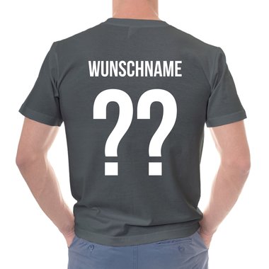 Herren T-Shirt - Adler und Flagge mit Wunschnummer und Wunschname hinten dunkelgrau-schwarz S