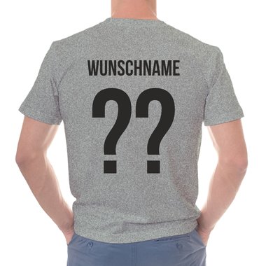 Herren T-Shirt - Adler und Flagge mit Wunschnummer und Wunschname hinten dunkelgrau-schwarz S