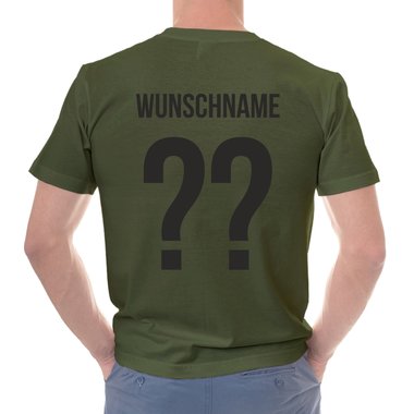 Herren T-Shirt - Adler und Flagge mit Wunschnummer und Wunschname hinten dunkelgrau-schwarz S