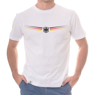 Herren T-Shirt - Adler und Flagge mit Wunschnummer und Wunschname hinten weiss-schwarz 5XL