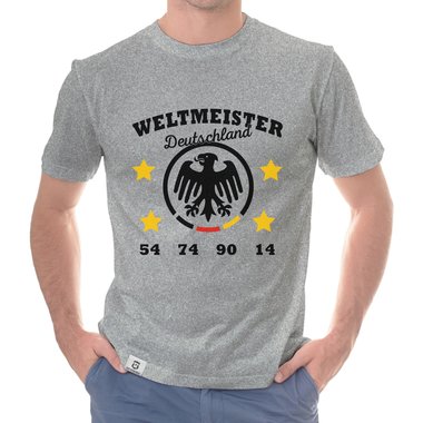 Herren T-Shirt - Deutschland Fußball Weltmeister 54 74 90 14 dunkelgrau-schwarz S
