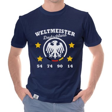 Herren T-Shirt - Deutschland Fußball Weltmeister 54 74 90 14 dunkelgrau-schwarz S